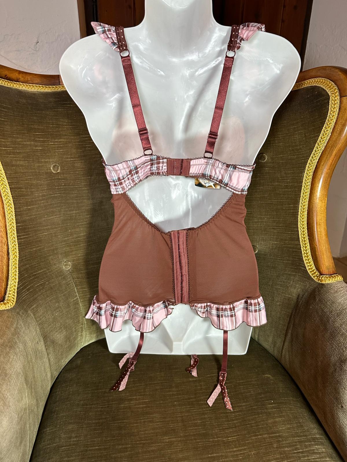 Plaid Mesh Babydoll Corset